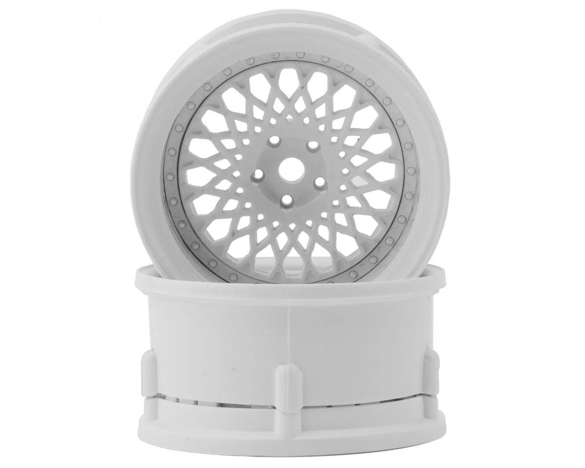 DS Racing Drift Element Mesh Drift Wheels (Triple White) (2) (Adjustable Offset) w/12mm Hex