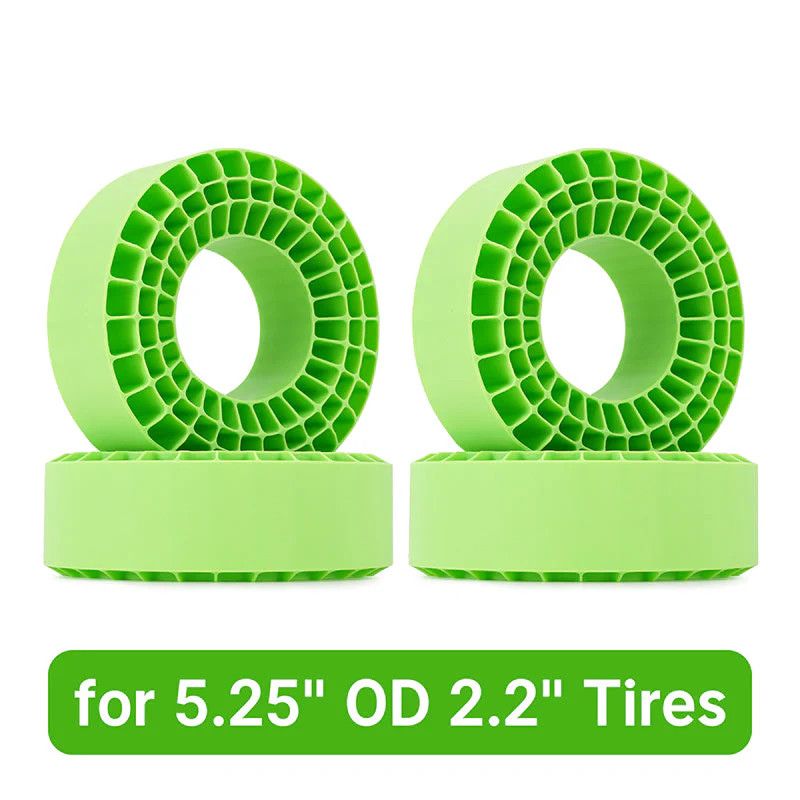 INJORA 4pcs Silicone Rubber Inserts for 132-134mm (5.25&quot; OD) 2.2&quot; Tires - Green (Soft) (A6)