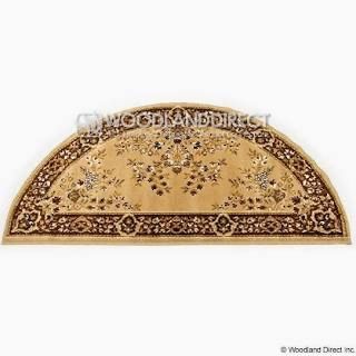 Hearth Rug - LG  Half Round  ORIENTAL - Beige  ( 56 x 26 )