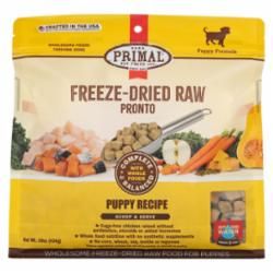 PRIMAL DOG FREEZE-DRIED PRONTO PUPPY CHICKEN SALMON 16OZ
