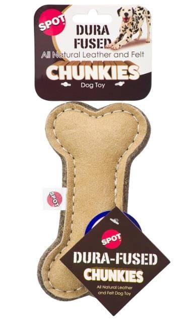 Ethical Spot Dura-Fuse Leather Chunky Bone Dog Toy 6&quot;