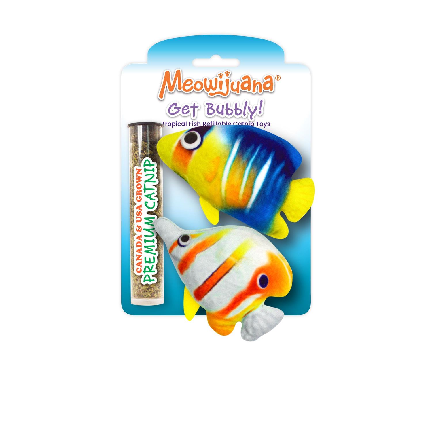 Meowijuana Get Bubbly Tropical Fish Cat Toys 2 pack