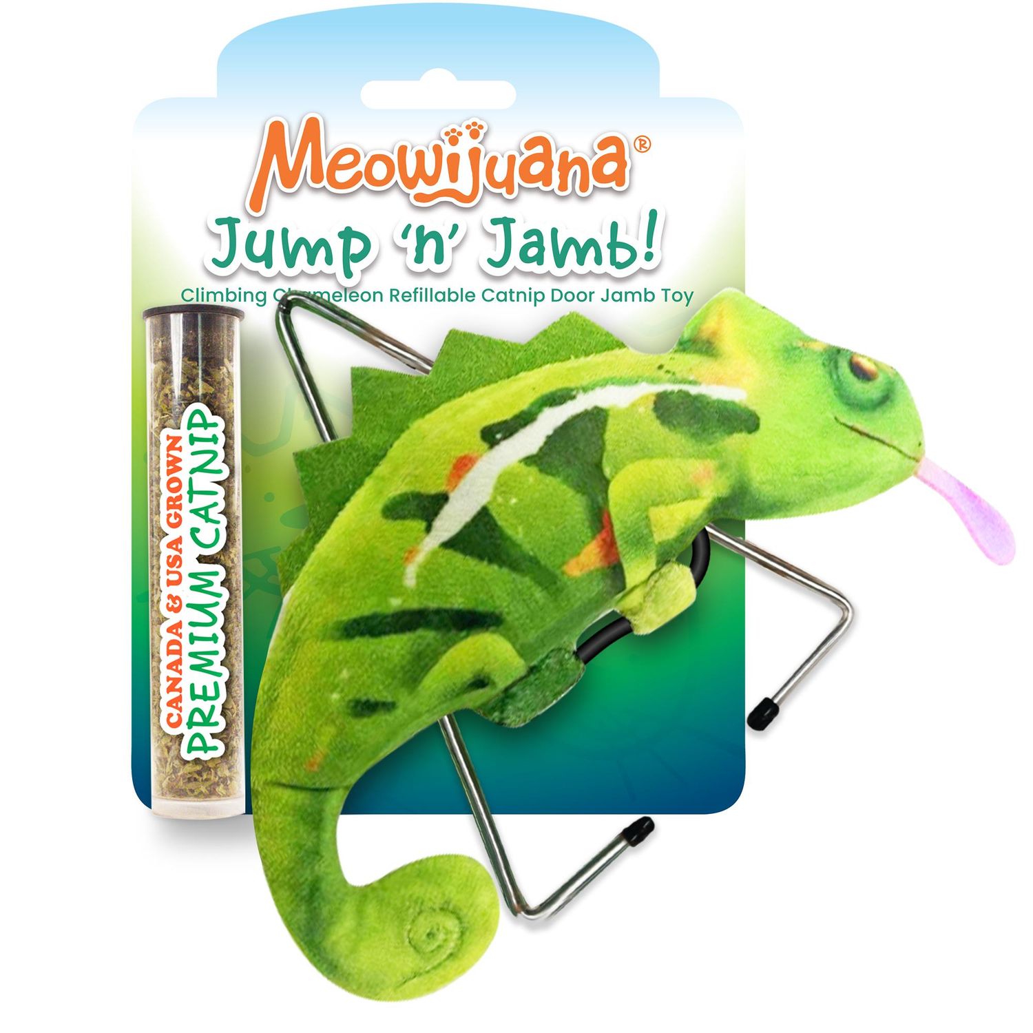 Meowijuana Jump N Jamb Chameleon Cat Toy Green