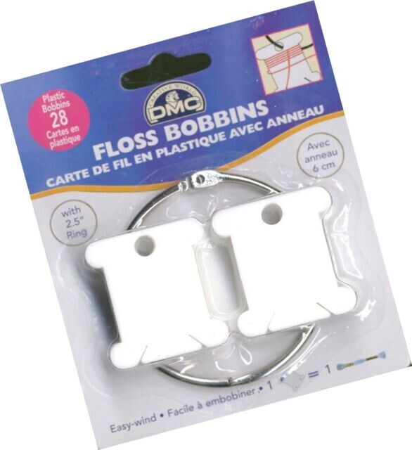 DMC 28 Plastic Floss Bobbins with Ring