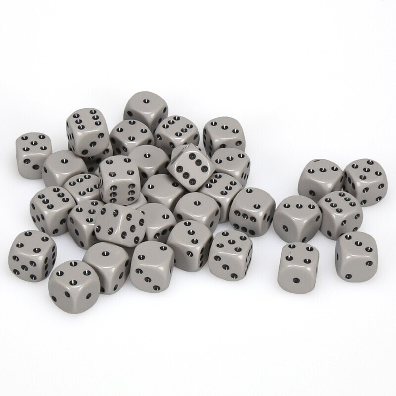 Opaque Dark Gray/Black 12mm d6 Dice Block (36 Dice)