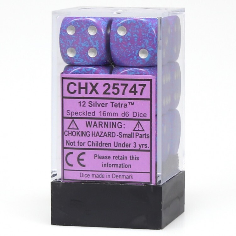 Speckled Silver Tetra 16mm d6 Dice Block (12 Dice)