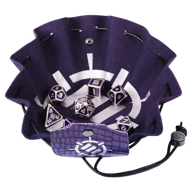 Metal RPG Dice Set with Pouch - Purple