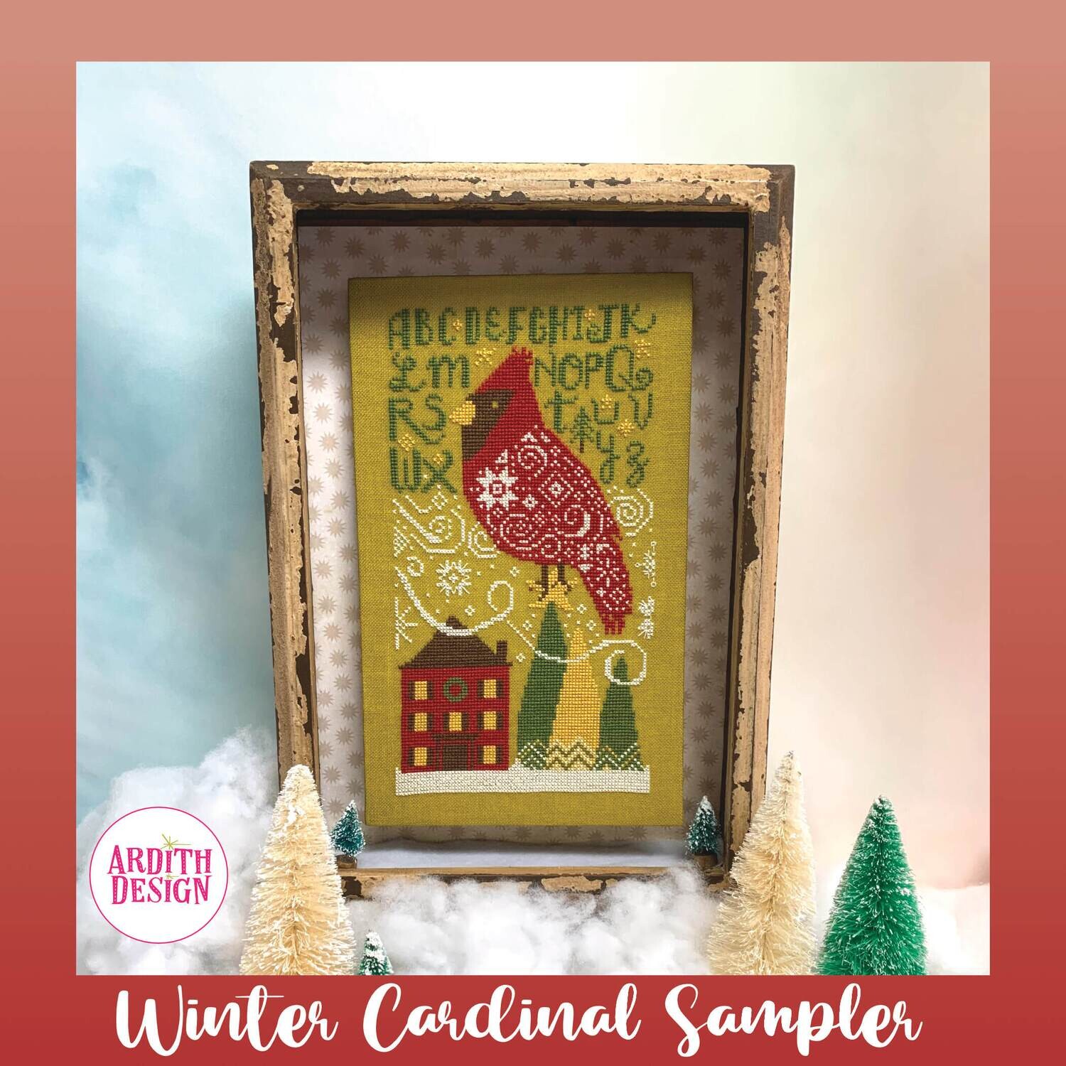 Winter Cardinal Sampler and 6 card thread pack