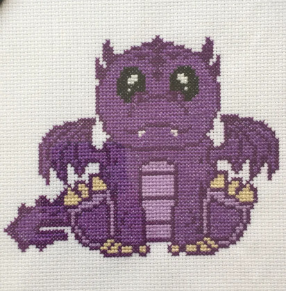 Purple Dragon Cross Stitch Kit