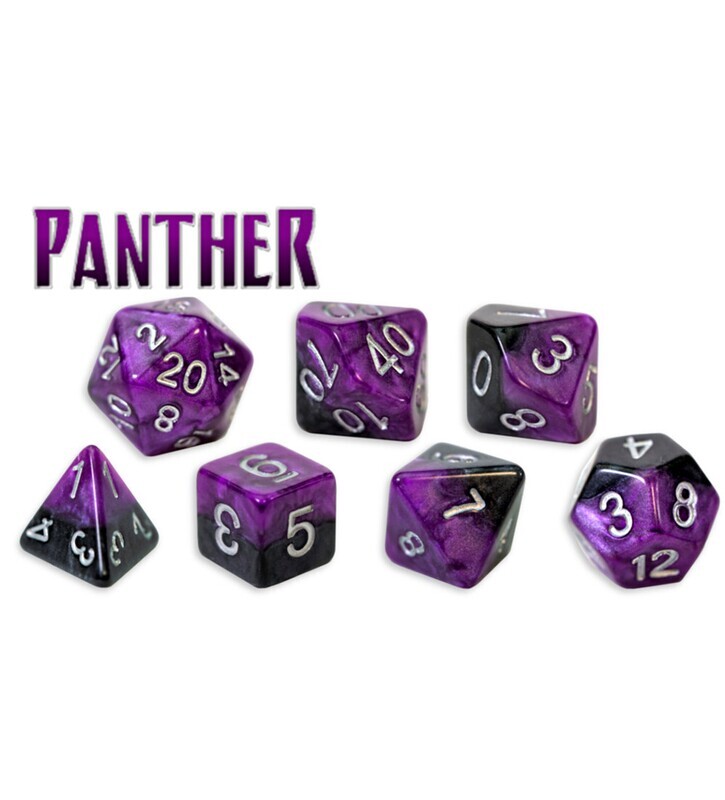 Halfsies Dice Panther - 7 polyhedral dice set