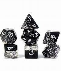 Halfsies Dice Black Glitter - 7 polyhedral dice set