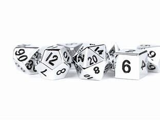 16 mm Metal Polyhedral Dice Set Silver
