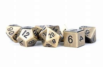16mm Metal Polyhedral Dice Set Antique Gold