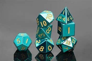 16mm Metal Polyhedral dice set Turquoise