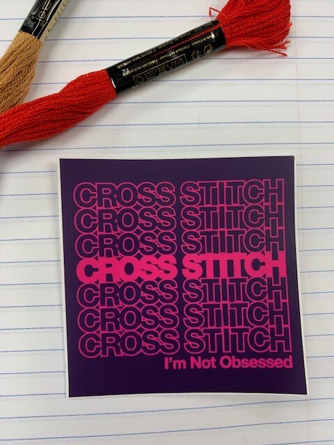 Cross Stitched Obsessed Sticker