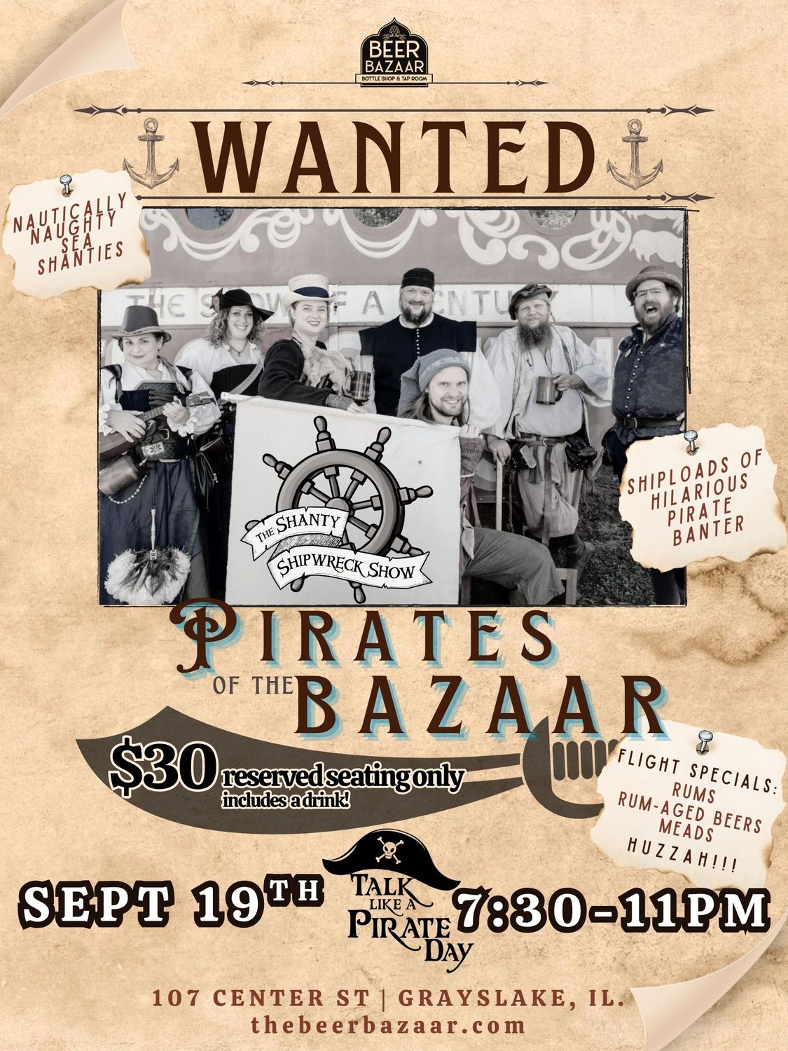 Talk Like a Pirate Day Event in Grayslake: The Shanty Shipwreck Show!