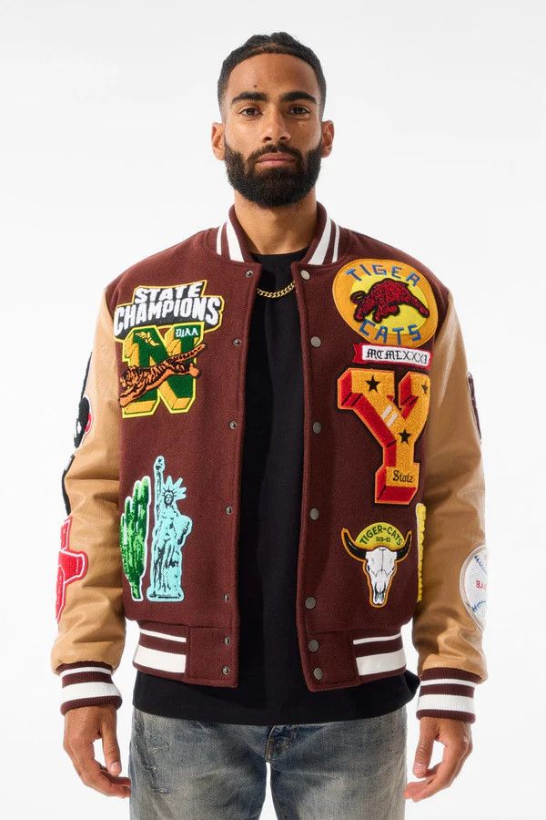 Jordan Craig Empire City Varsity Jacket, Color: RUBY, Size: M