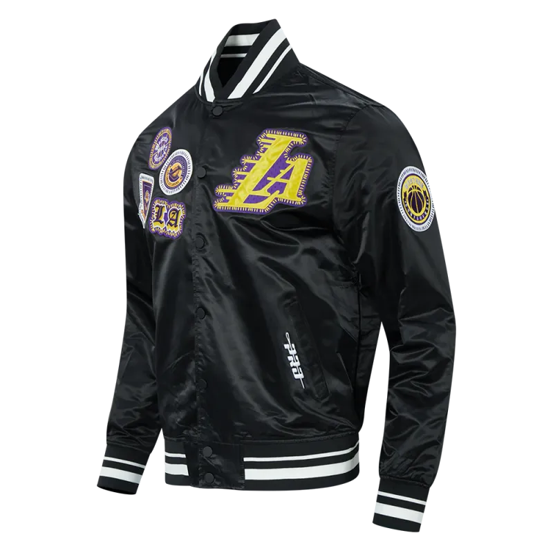 NBA LOS ANGELES LAKERS DIY PICK STITCH MEN'S RIB SATIN JACKET