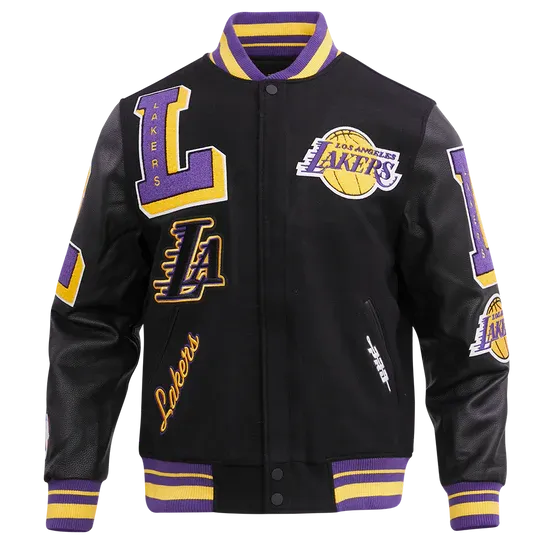 NBA LOS ANGELES LAKERS MASHUP MEN&#39;S RIB WOOL VARSITY JACKET