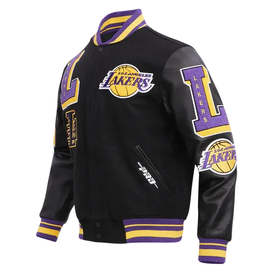 NBA LOS ANGELES LAKERS MASHUP MEN'S RIB WOOL VARSITY JACKET