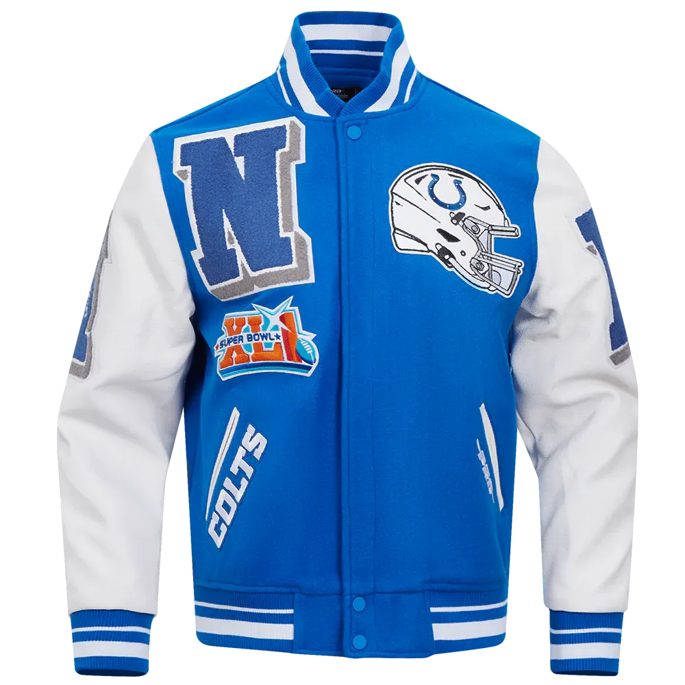 NFL INDIANAPOLIS COLTS MASHUP RIB WOOL MEN&#39;S VARSITY JACKET 