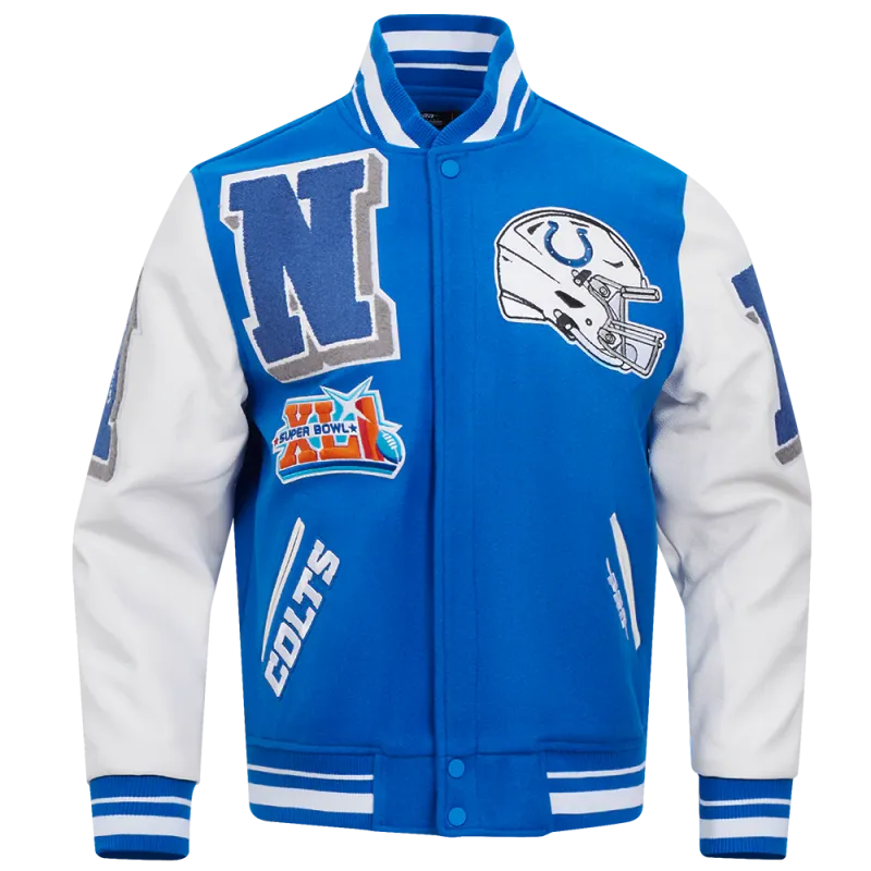 NFL INDIANAPOLIS COLTS MASHUP RIB WOOL MEN&#39;S VARSITY JACKET 