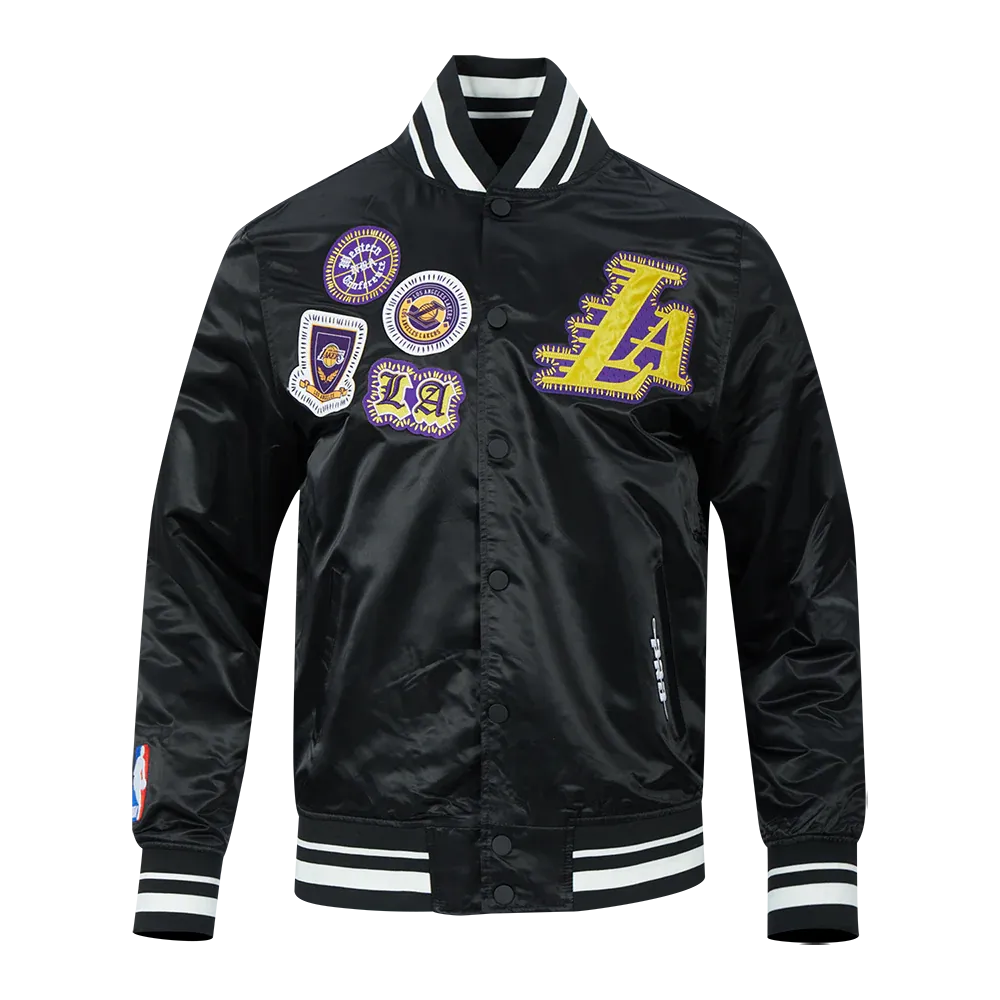 NBA LOS ANGELES LAKERS DIY PICK STITCH MEN&#39;S RIB SATIN JACKET