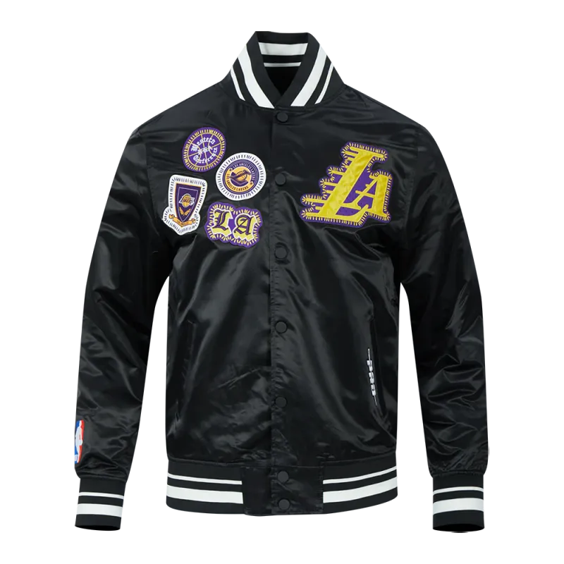 NBA LOS ANGELES LAKERS DIY PICK STITCH MEN&#39;S RIB SATIN JACKET