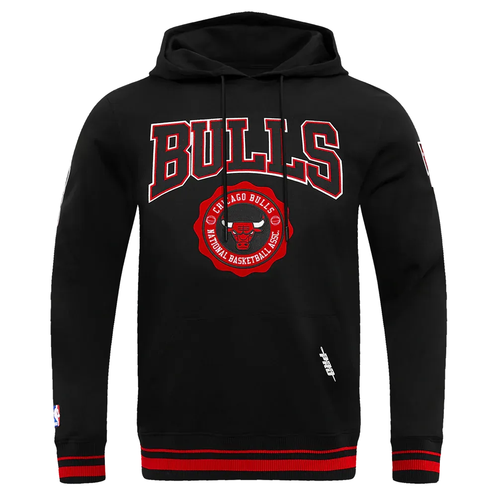 NBA CHICAGO BULLS CREST EMBLEM MEN&#39;S RIB PULLOVER HOODIE 