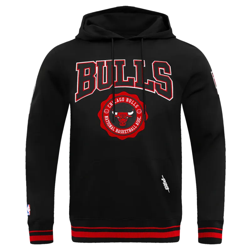 NBA CHICAGO BULLS CREST EMBLEM MEN&#39;S RIB PULLOVER HOODIE 