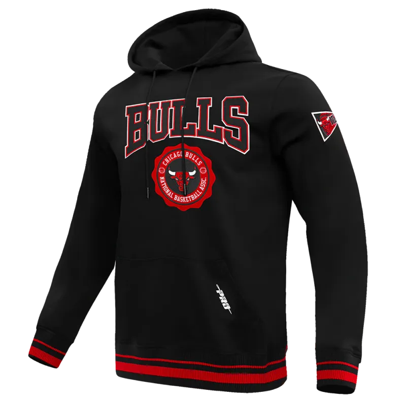 NBA CHICAGO BULLS CREST EMBLEM MEN'S RIB PULLOVER HOODIE 