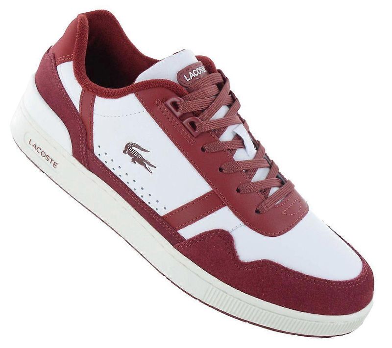 Lacoste T-Clip Leather - Men's Sneakers Shoes Leather White-Red