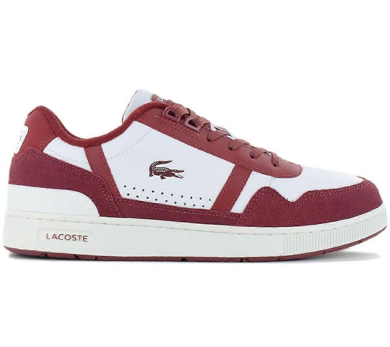Lacoste T-Clip Leather - Men&#39;s Sneakers Shoes Leather White-Red