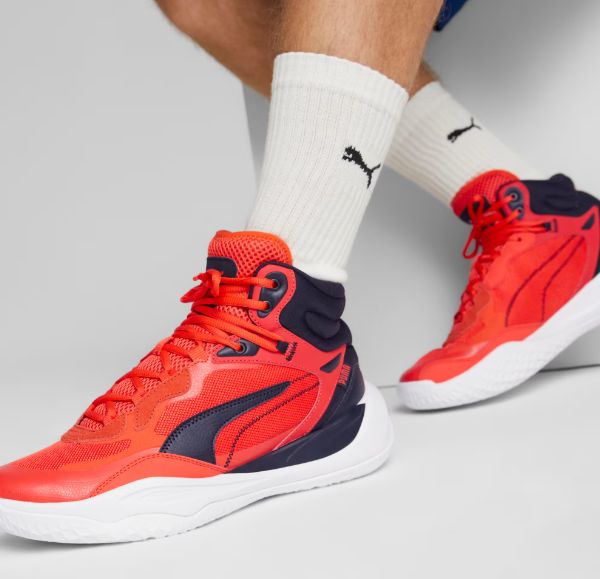 Puma Playmaker Pro Mid Basketball Shoes (Red Blast-Fiery Red)