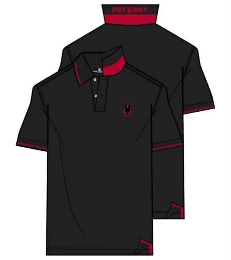 sayer bunny pique polo-black, Color: BLACK, Size: 4