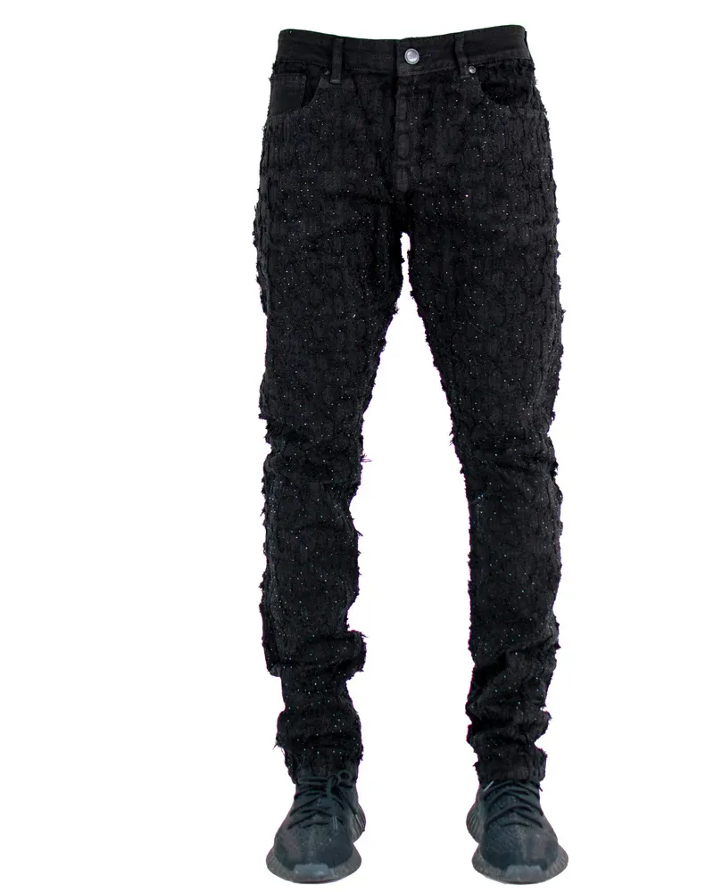 Focus Stacked Rhinestone Jeans (5248)