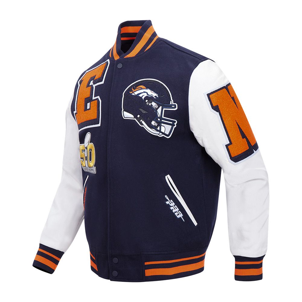 NFL DENVER BRONCOS MEN&#39;S VARSITY JACKET MASH UP