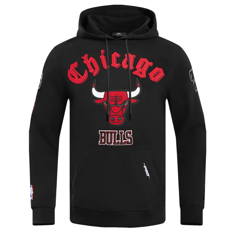 NBA CHICAGO BULLS OLD ENGLISH MEN'S PULLOVER HOODIE