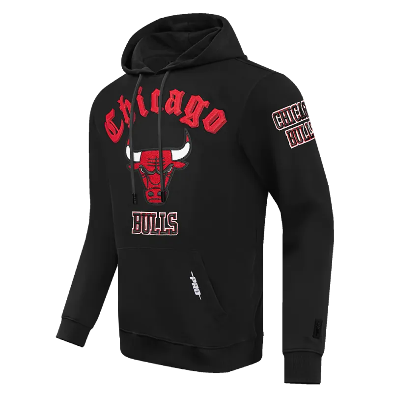 NBA CHICAGO BULLS OLD ENGLISH MEN'S PULLOVER HOODIE