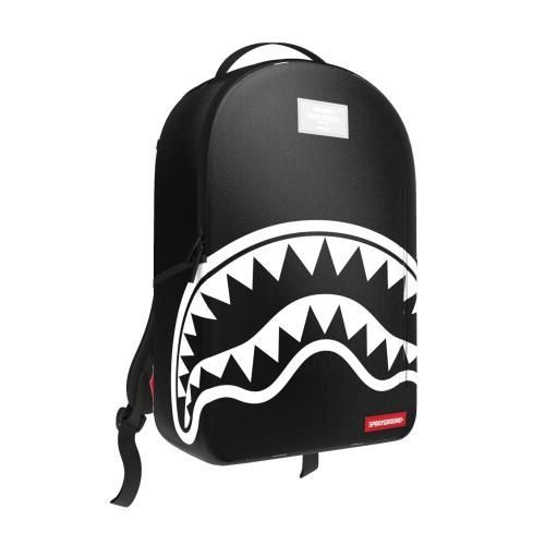 SPRAYGROUND SHARK CENTRAL WHITE STENCIL SHARK BLACK NYLON BACKPACK