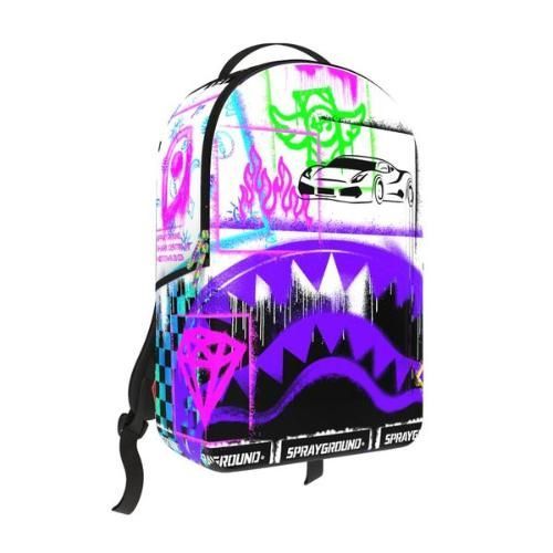 SPRAYGROUND STENCIL SHARK ATTACK BLACK AND WHITE SPLIT BACKPACK