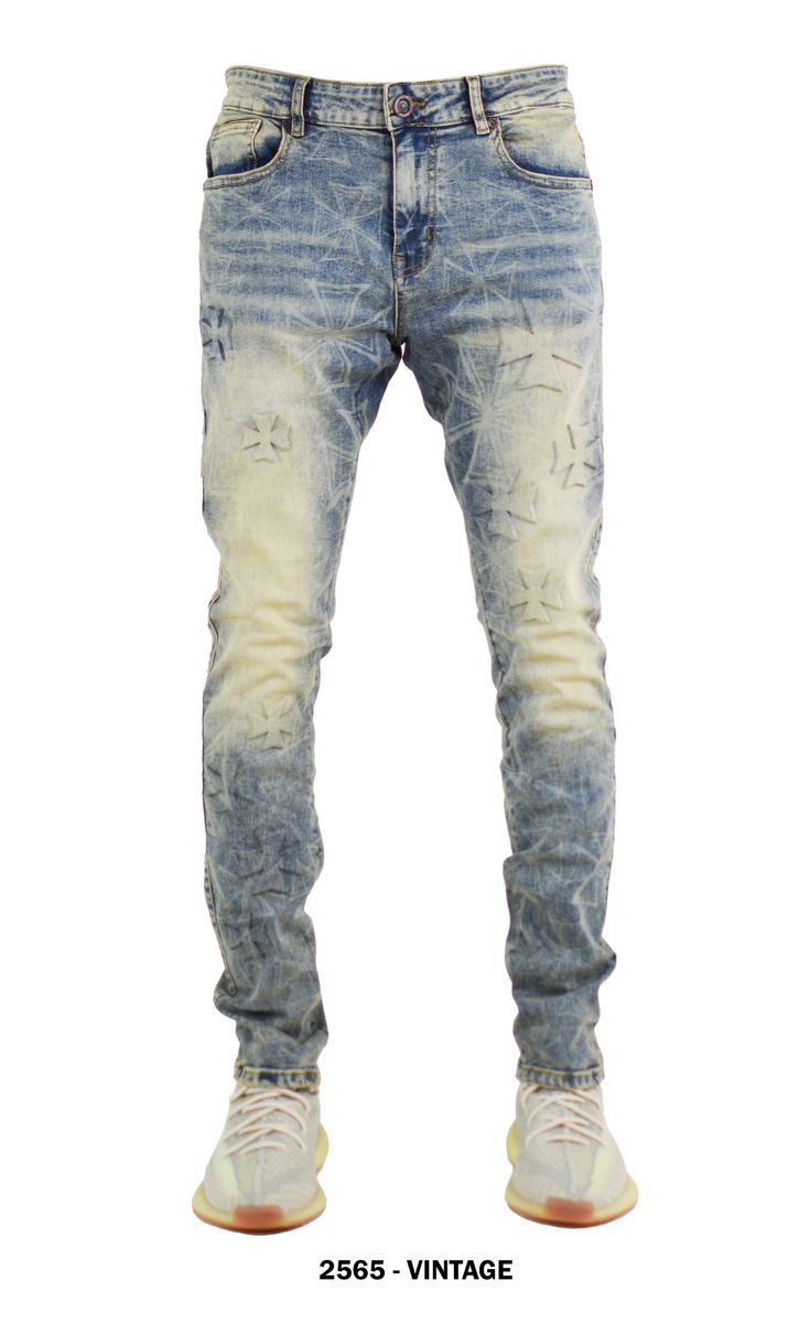 FOCUS JEANS EMBOSSED SLIM FIT DENIM