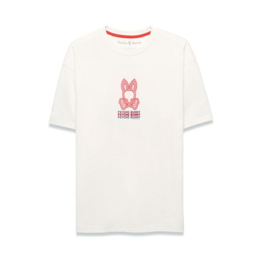 PSYCHO BUNNY ALEX RELAXED BACK GRAPHIC TEE, Color: ECRU, Size: 4