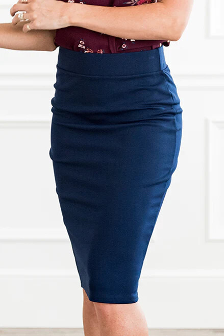Pencil Skirt  Navy  M  W2093, Color: Navy, Size: M
