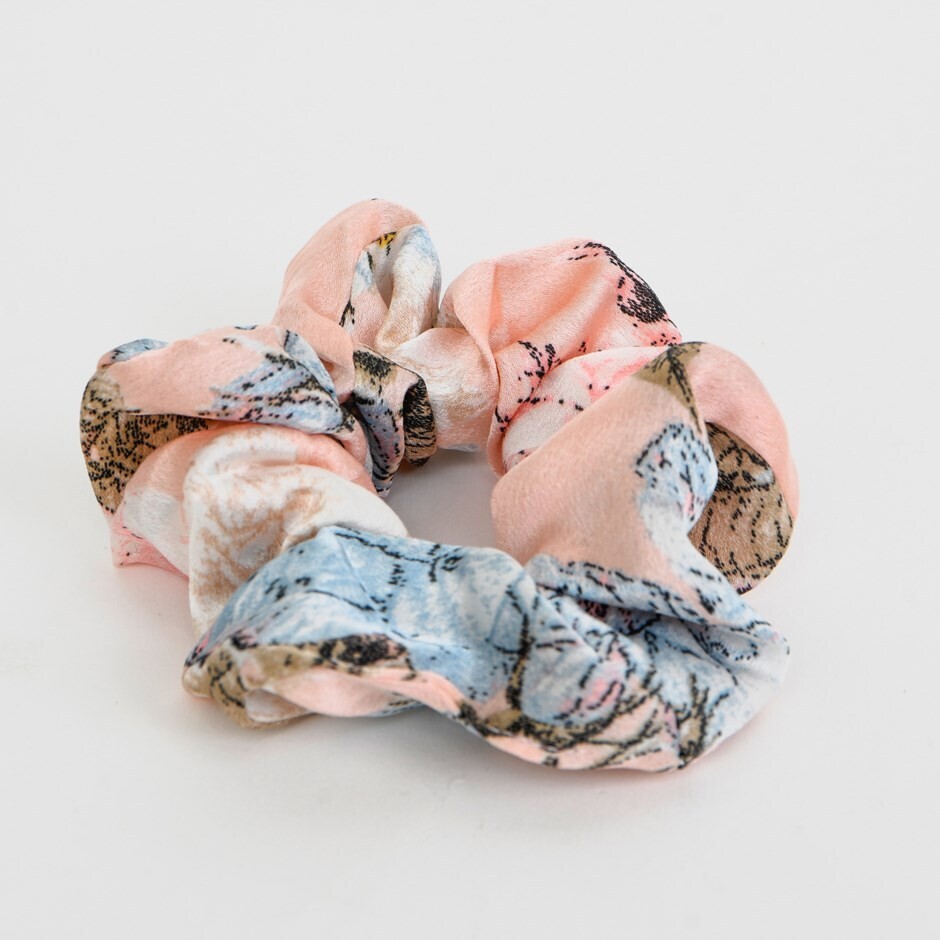 Pink Flower Scrunchie