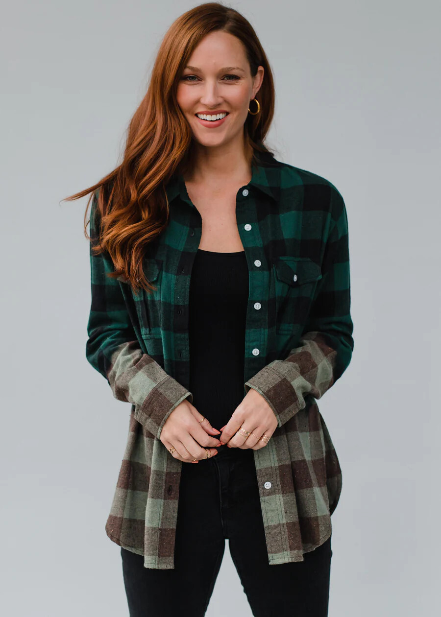 Plaid Flannel Shirt, Color: Bl/Bk/Bn, Size: Small