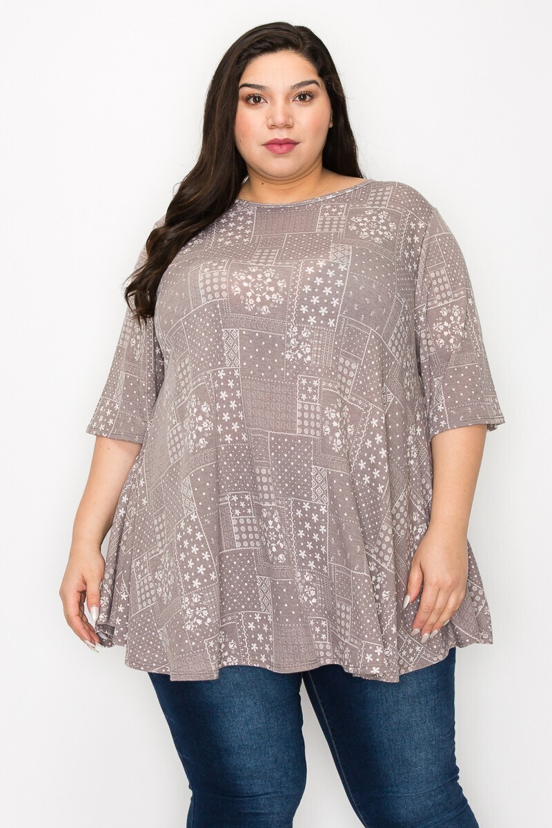 SS Tunic Top, Color: Charcoal, Size: 1X