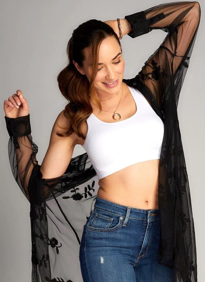 CEBT1009 Bamboo Bralette, Color: White, Size: S/M