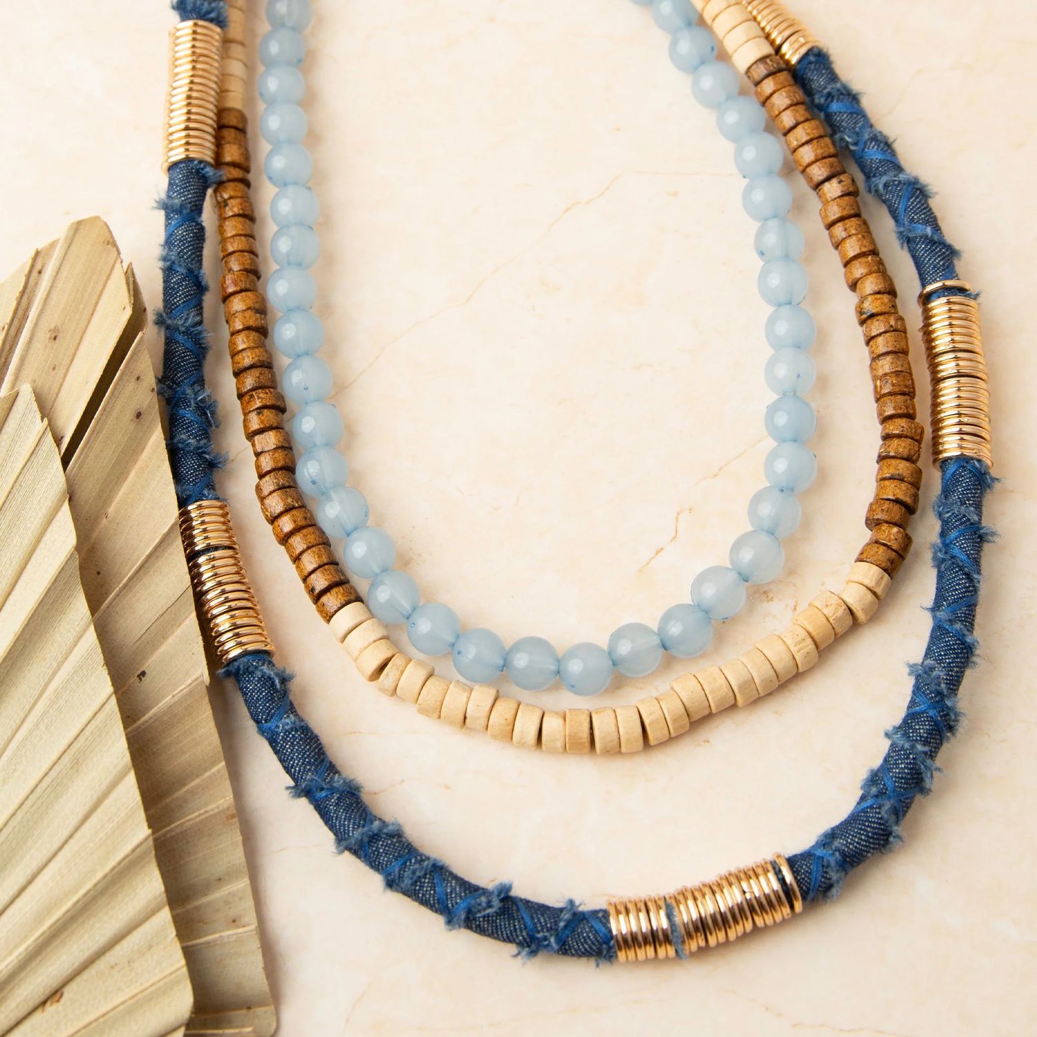 Wood/Denim 3 row NK, Color: Denim, Size: O/S