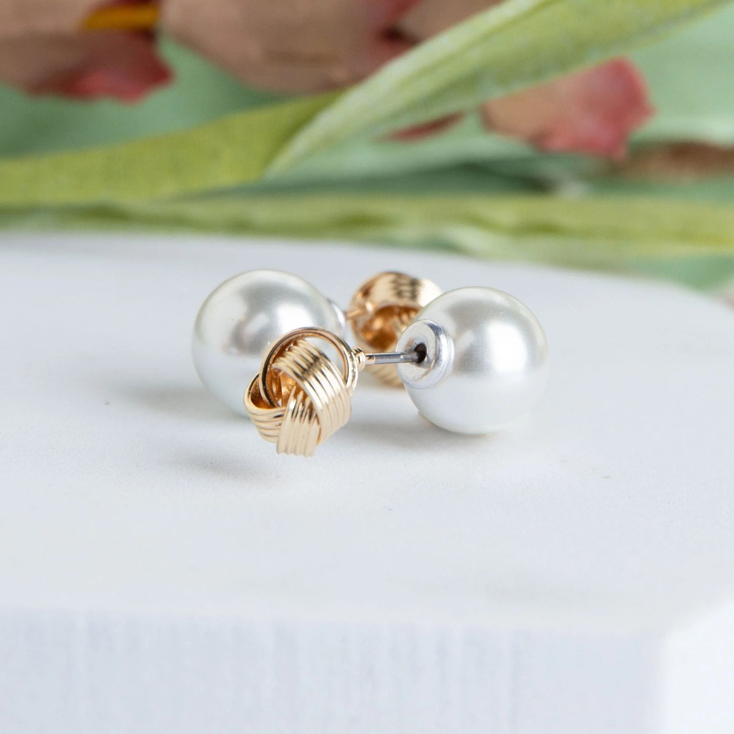 Pearl&amp;Knot Reverse ER, Color: Gold, Size: O/S